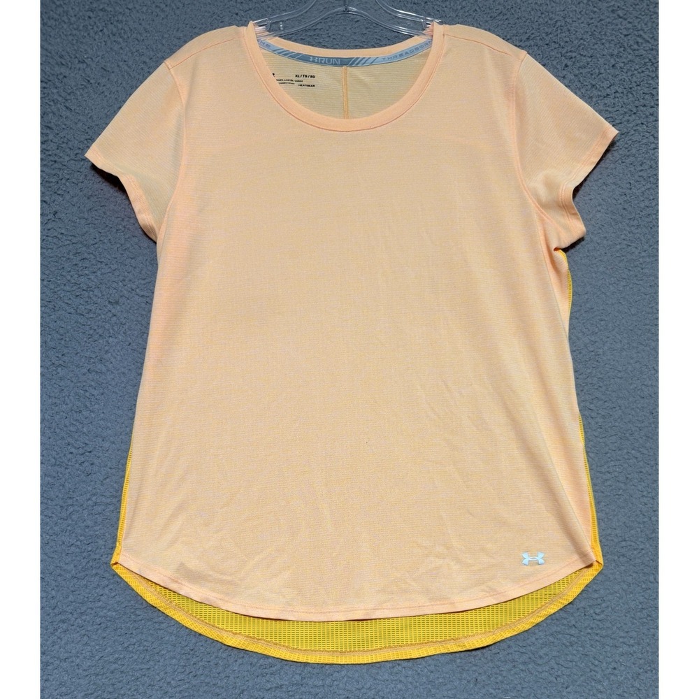Under‎ Armour Run Threadborne heatgear t-shirt womens size XL Yellow